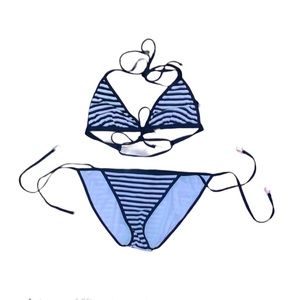Juicy couture, black and white striped string tie bikini/baiting suit size small